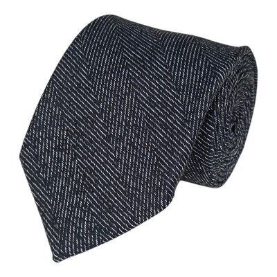 CTA-05 | Charcoal Textured Herringbone Cotton Rayon Blend Tie 
