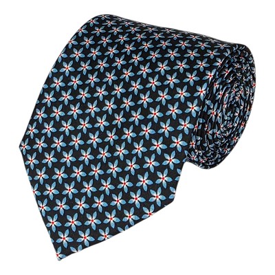 AP-77 | Sky blue, Red and Navy Micro-Floral Design PRINTED DESIGN TIE